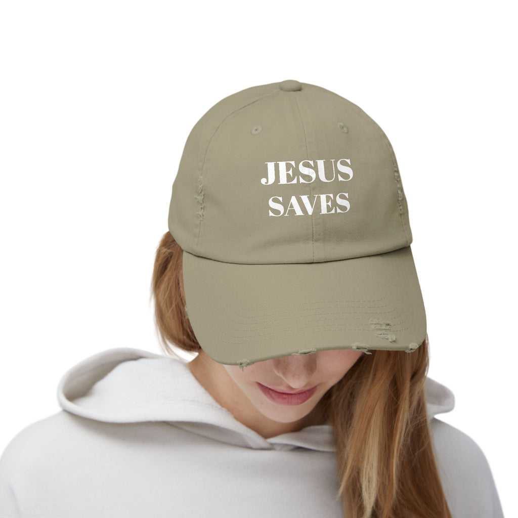 Jesus Saves Unisex Distressed Cap