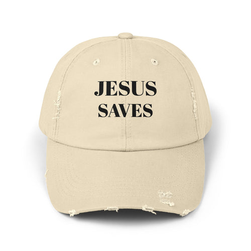 Jesus Saves Unisex Distressed Cap