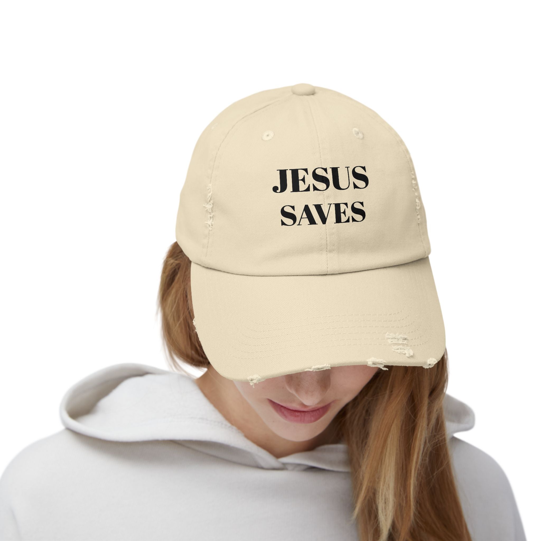 Jesus Saves Unisex Distressed Cap